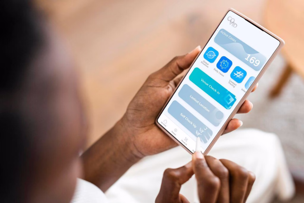 7 Steps to follow while Upgrading your Android phone in Nigeria 1 smartphone screen with coronavirus application 53876 1654627738693878522091850
