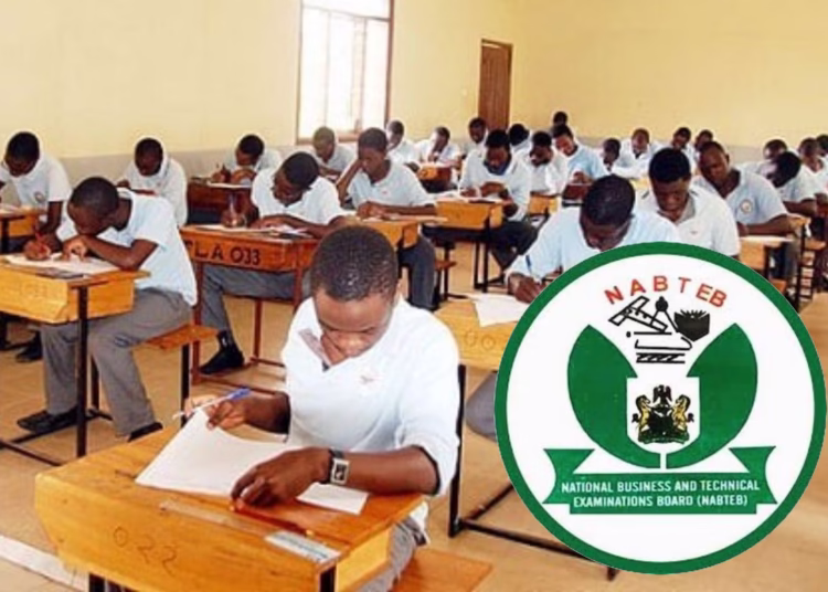 students writting nabteb exam in a hall