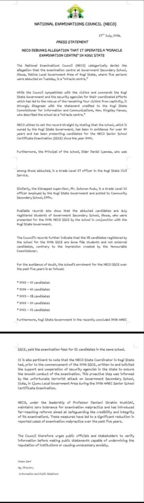 neco press statement merged6921912415886520792