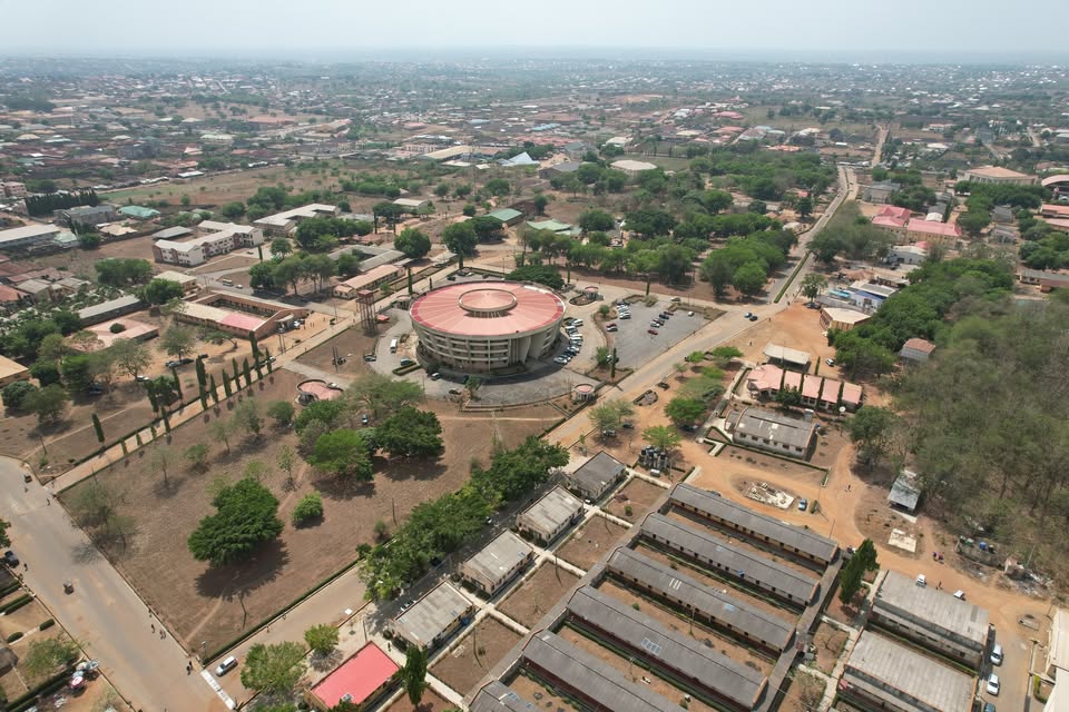Aerial view of the Senate building at Ladoke Akintola University of Technology, Ogbomoso